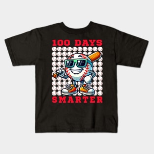 100 Days Smarter Baseball Bat 100 Days of School Boys Kids Kids T-Shirt